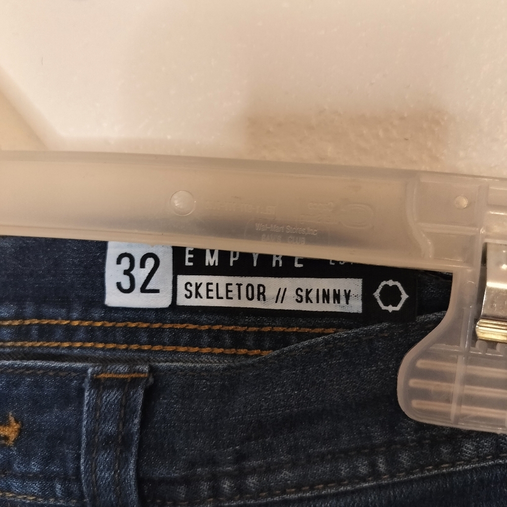 Mens Empyre Skelator Skinny Jeans Size 32 Dark‎ Blue Y2K Grunge Skater - Picture 3 of 7